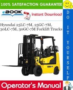 Hyundai 25LC-7M, 25GC-7M, 30LC-7M, 30GC-7M Forklift Trucks Operator's Manual