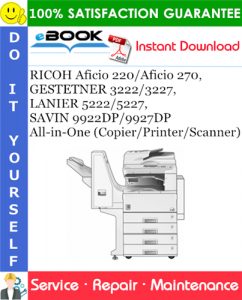 RICOH Aficio 220/Aficio 270, GESTETNER 3222/3227, LANIER 5222/5227, SAVIN 9922DP/9927DP